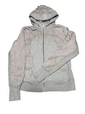 Lululemon Special Edition Gray Scuba Hoodie w Tencel Panel Ruching Zip-Up Jacket